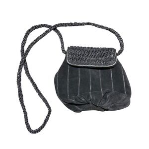 Sharif Gray Cross Body Braided Strap Suede Bag